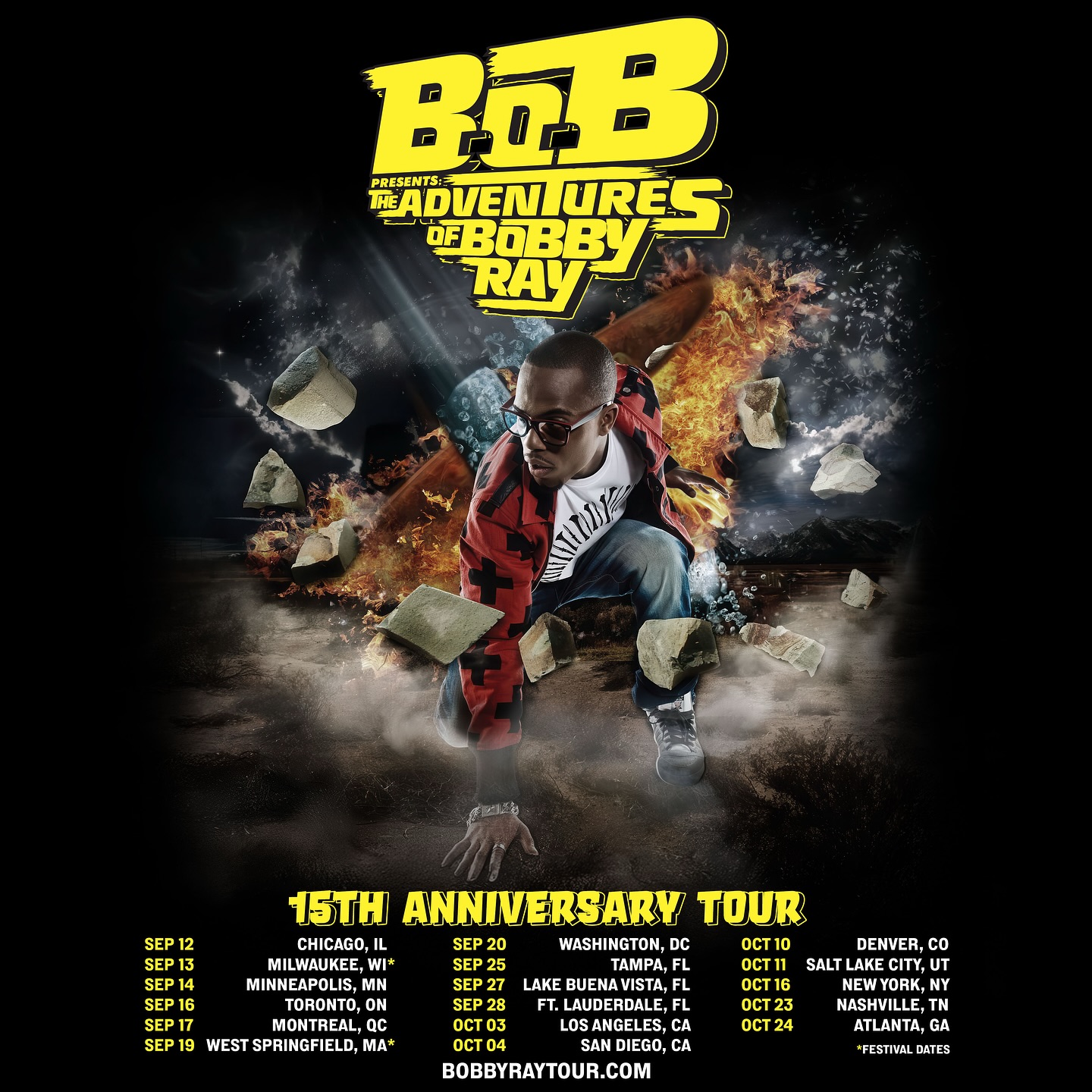 B.o.B The Adventures of Bobby Ray 15th Anniversary Tour Poster 2025